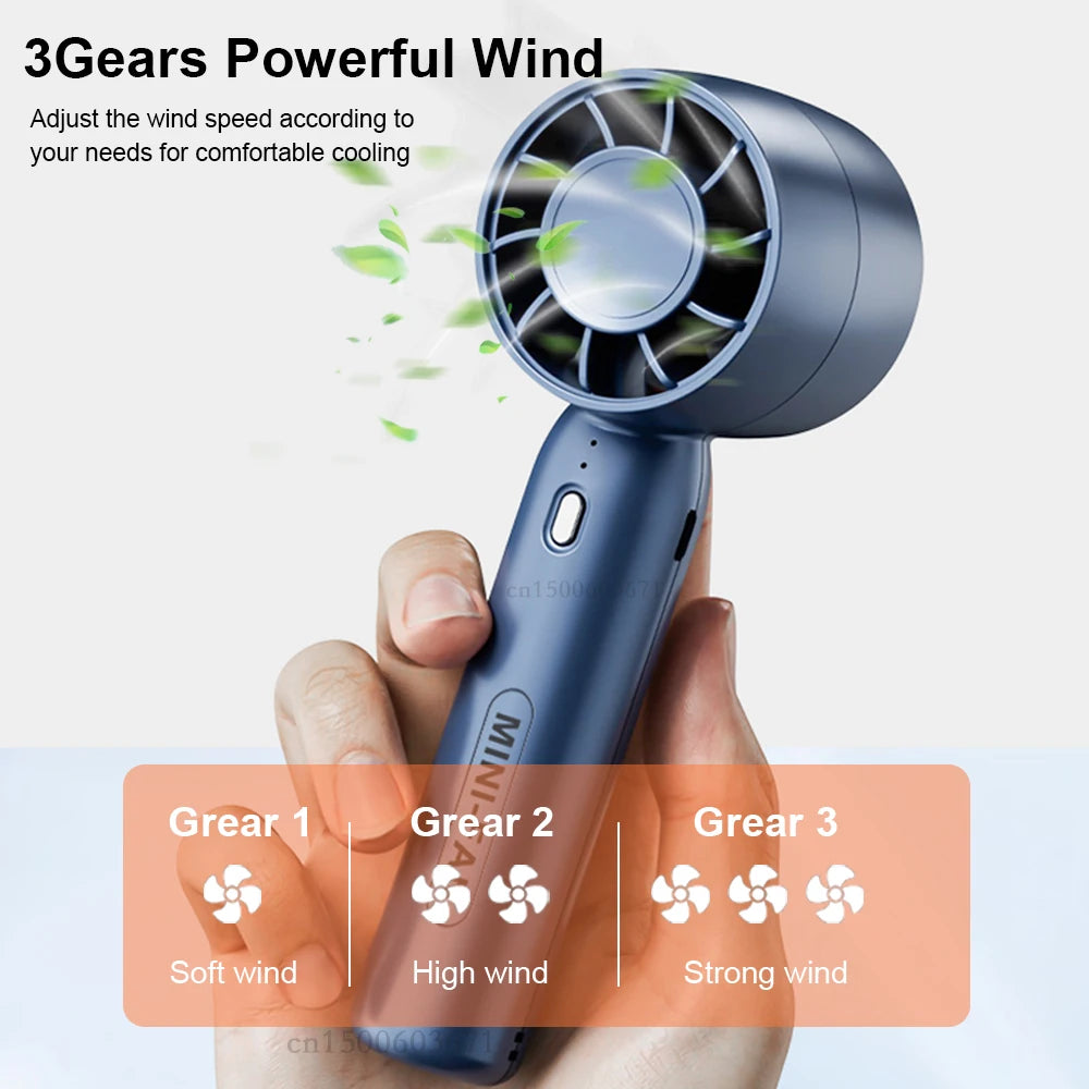 Mini Portable Fan Rechargeable 3 Speed for Outdoor Travel Handheld Small Pocket Fan Mini Portable Desktop Fan with Phone Stand