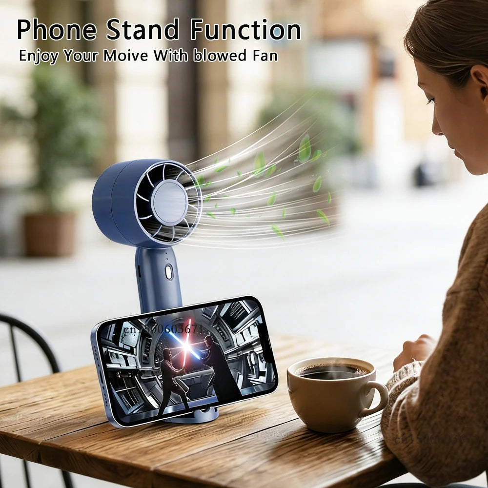 Mini Portable Fan Rechargeable 3 Speed for Outdoor Travel Handheld Small Pocket Fan Mini Portable Desktop Fan with Phone Stand