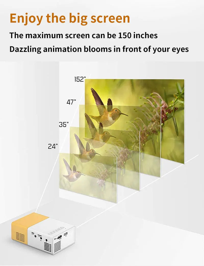Newest YG300 Mini Portable Projector HD  Wireless Home Cinema Outdoor Movie LCD Support Wireless BT Connection