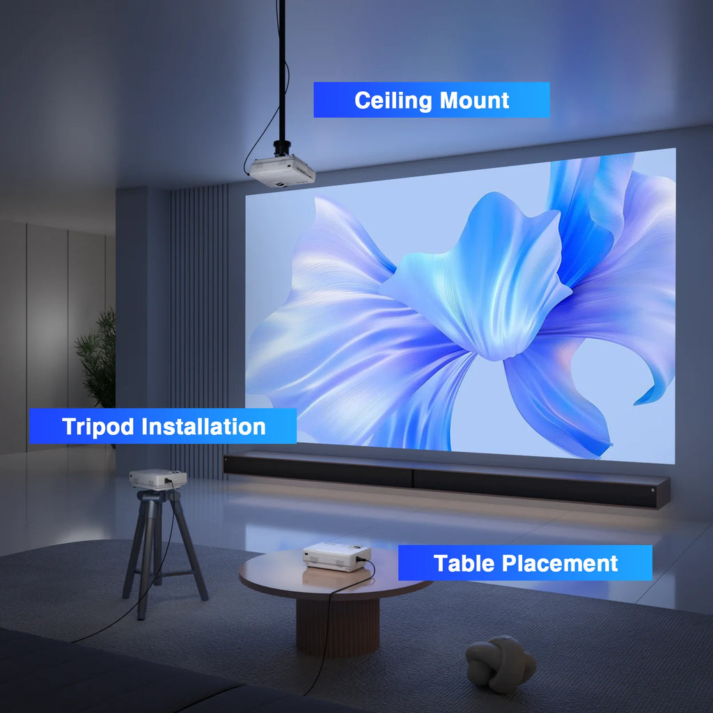 OEM Factory 4K Outdoor LCD Mini Portable Projector Art Design Touch Screen BT Wi-Fi Home Theater 7200 Lumens 3D Ready