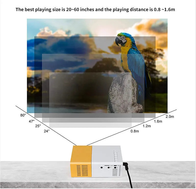 Hot Selling YG300 Yellow White Projector for Home Use  High-definition Mini Portable Projector for Bedroom Wall Projection