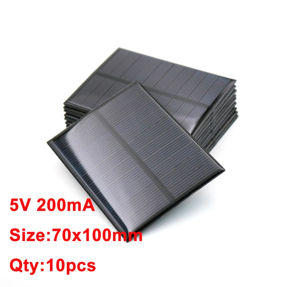 10pcs x 5VDC Solar Panel Power bank 150 160 200 250 500 840 mA Solar Panel 5V Mini Solar Battery cell phone charger portable