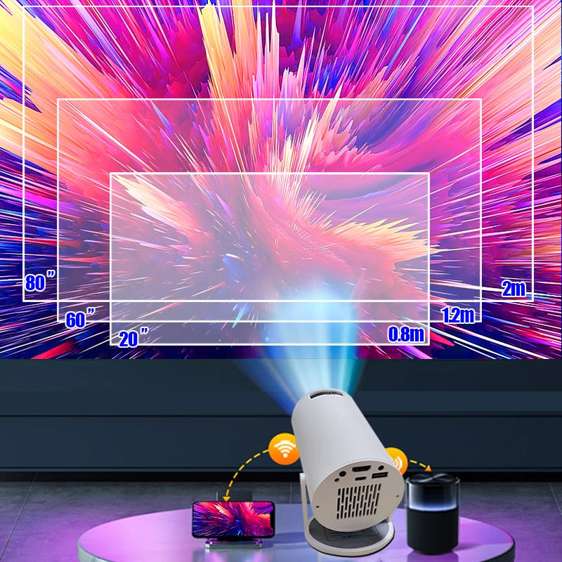 MINI Portable Projector LED Projector with USB, 720P ,Remote Control Indoor/Outdoor Movie Projector HY300Mini/White