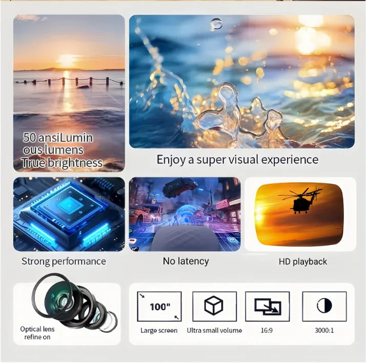 Factory Projectors HY200 Pro Smart WIFI Mirror Screen Mini Portable Projector Android 11 Mobile Phone Video Proyector