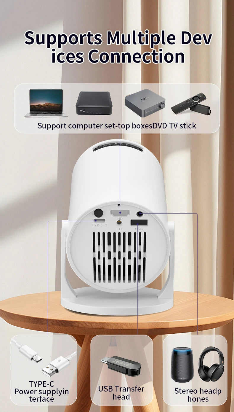 Factory Projectors HY200 Pro Smart WIFI Mirror Screen Mini Portable Projector Android 11 Mobile Phone Video Proyector