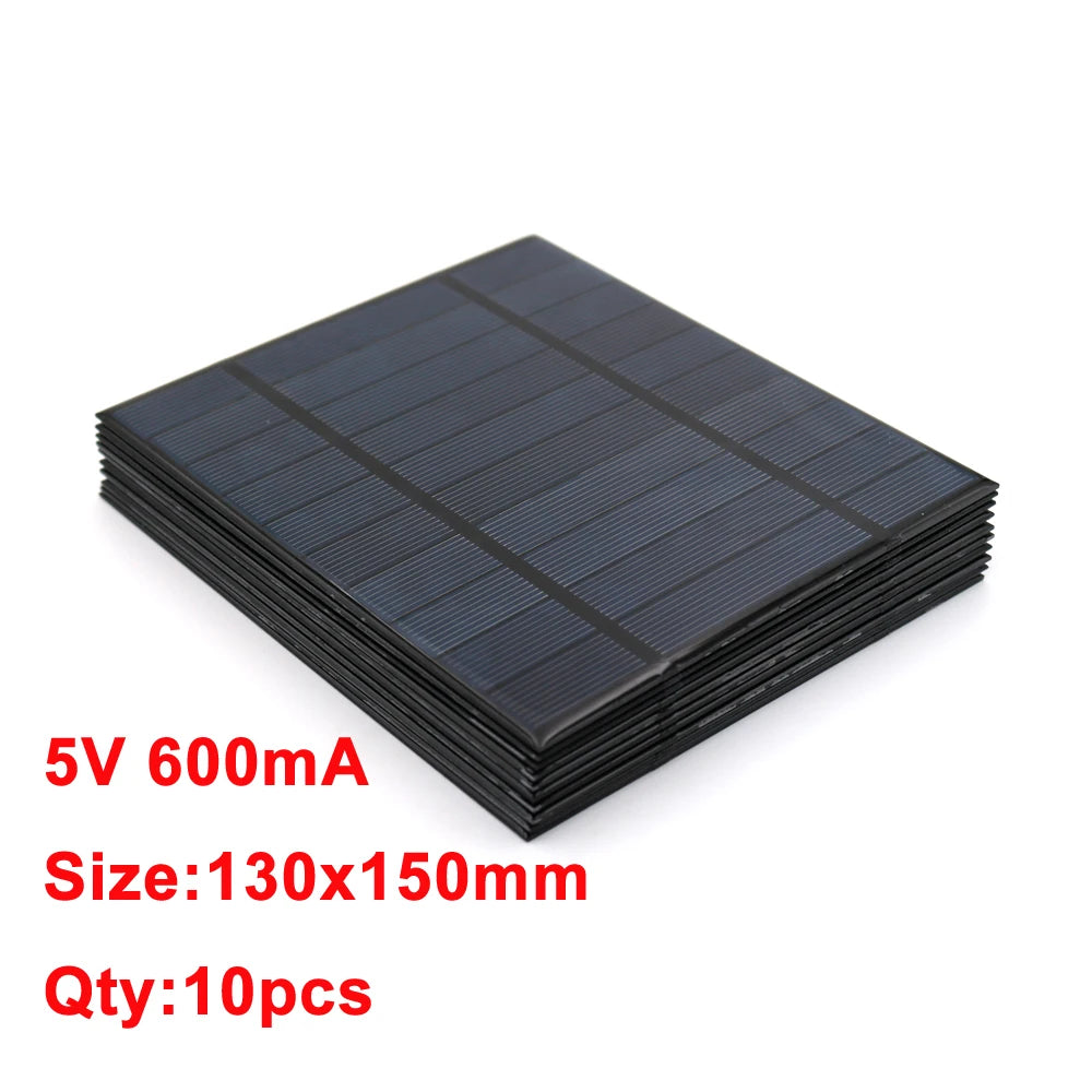 10pcs x 5VDC Solar Panel Power bank 150 160 200 250 500 840 mA Solar Panel 5V Mini Solar Battery cell phone charger portable