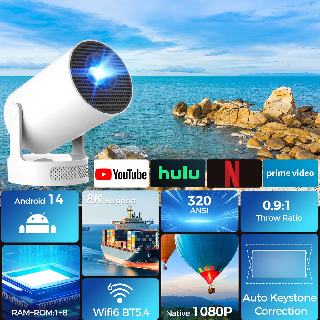 Magcubic HY300Pro+ Wireless WiFi  Mini Portable Projector for Home Cinema Outdoor Movie Camping Video Projection