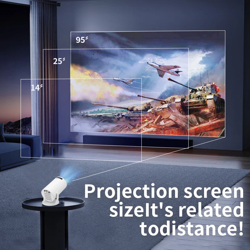 YDH-HY300Mini 2026 Hot Sale 4K Projector 94 Inch 500 Lumens Dual WIFI Wireless Screen Projection Indoor Mini Portable Projector