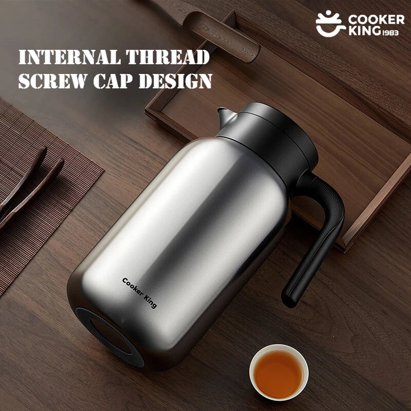 COOKER KING 1.5/2L Original Color Thermos Pot 316/304 Stainless Steel+PP Large Capacity Coffee Pot Thermos Office&camping Use