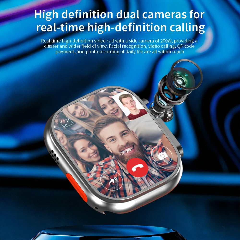 Original Ultra 4 Smart Watch 2.29inch Amoled 4G Smartwatch With 190° Rotary Camera Fingerprint Unlock Sim Card Slot GPS WIFI
