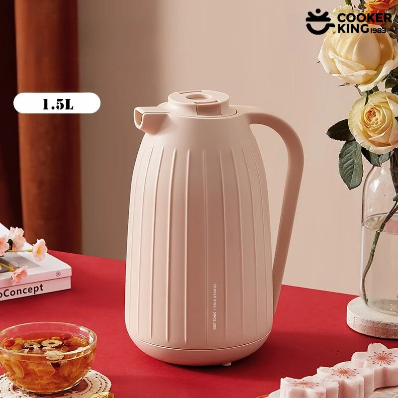 COOKER KING 1.5L Insulated Teapot Red Gallbladder Glass Water Kettle Keep Hot＆Cold Insulation Pot Large Capacity Brew Tea Kettle
