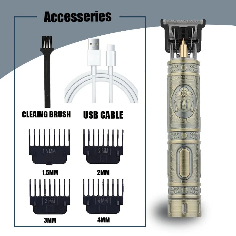 Professional Electric T9 Hair Clipper USB Cordless Beard Trimmer Haircut Grooming Kit Hair Cutting Machine for Stylists