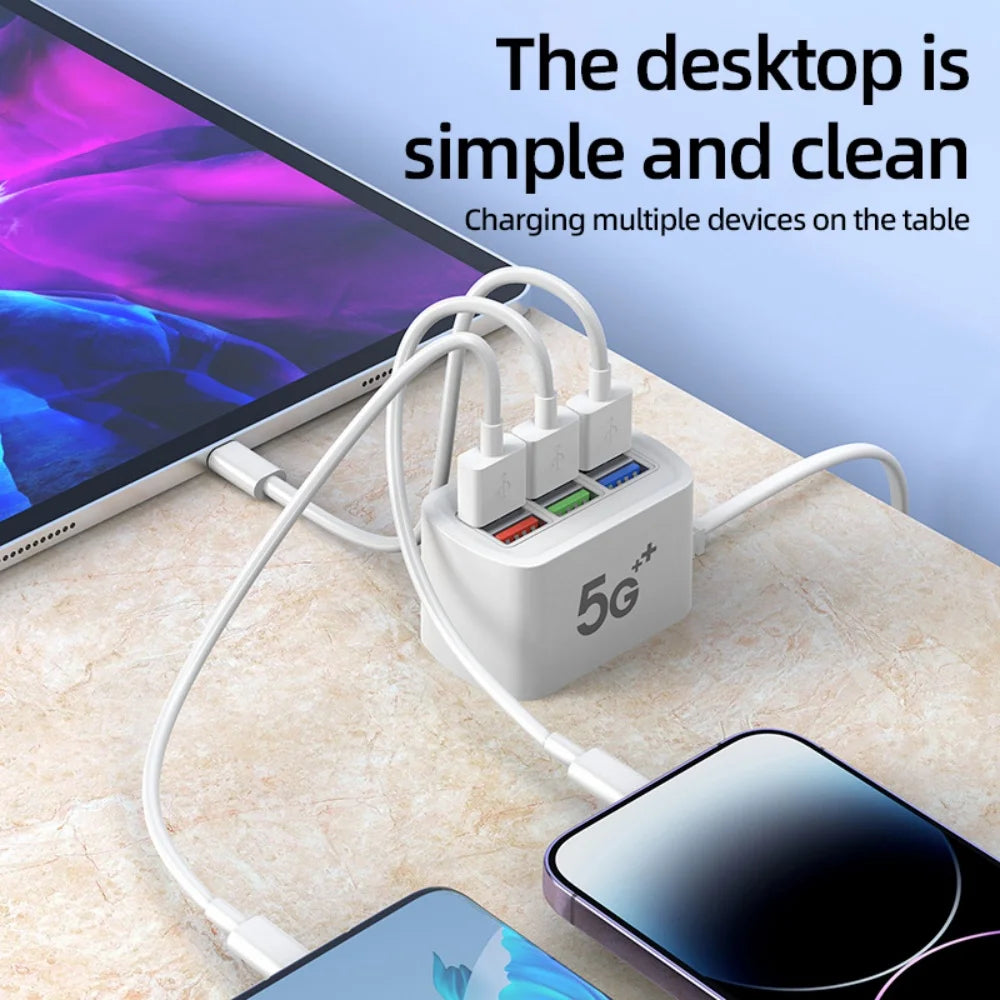 Universal 6 Port USB Charger Power Strip Mobile Phone Charger Wall Adapter Multifunction Electric Socket with 1m Extension Cable