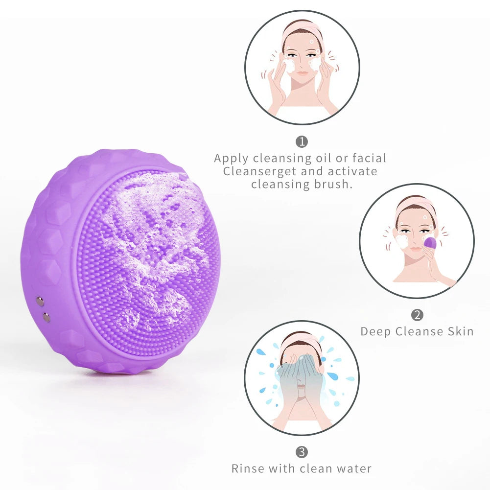 Facial Cleansing Brush Made with Ultra Hygienic Soft Silicone, Waterproof Sonic Vibrating Face Brush for Deep Cleansing, Gentle