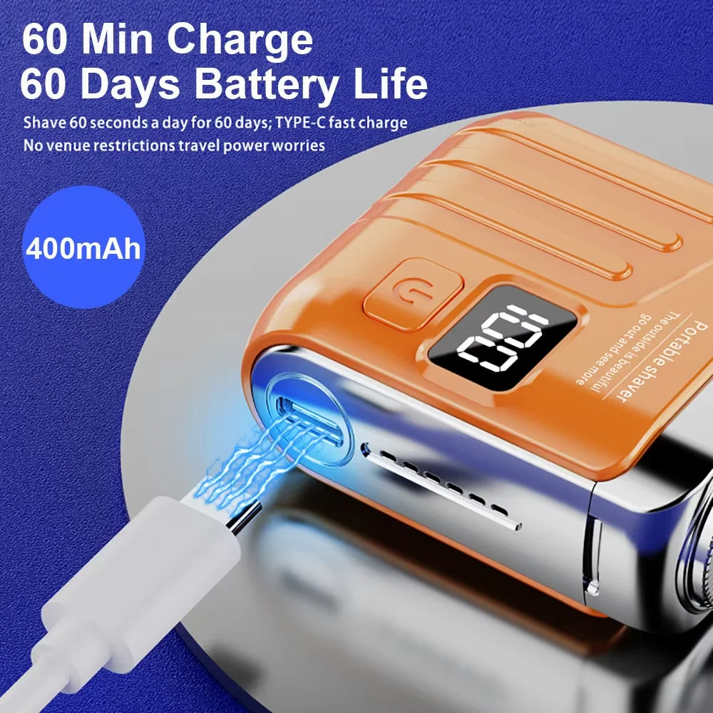 Electric Shaver Men Wet Dry Use Dual Blades Razor USB Rechargeable Mini Portable Face Beard Trimmer for Home Travel