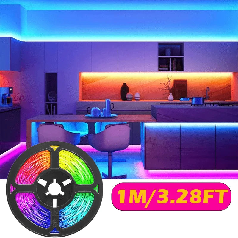 RGB Color Changing LED Strip Lights 12LEDs/M with Remote Control for Bedroom Kitchen Home Decor