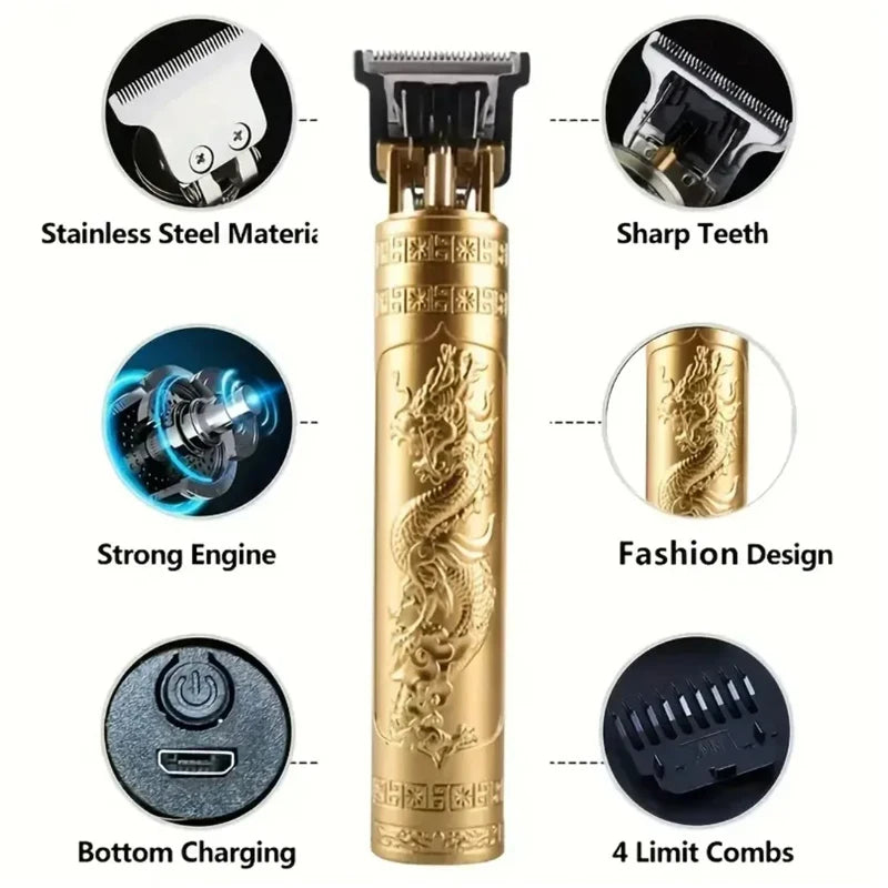 T9 Vintage USB Hair Clipper Professional Trimmer Cordless Haircut Machine Shaver Rechargeable Hair Trimmer Adjustable Barber