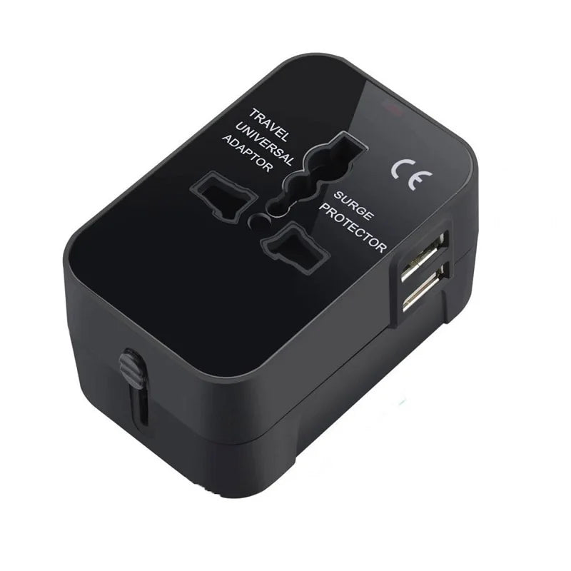 Universal Worldwide All in One Phone Charger Travel Wall AC Power Plug Adapter with Dual USB Charging Ports for USA EU UK AU