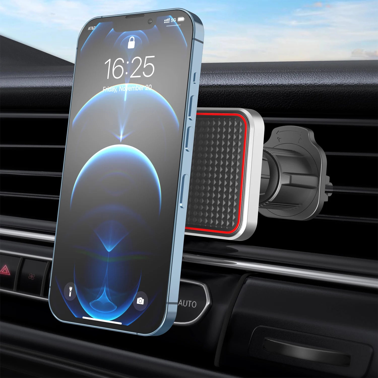 Magnetic Car Phone Holder Vent 2025 Upgrade 6X Strong Magnets, Universal Mobile Phone Mount Hook, 360 Rotating Air Vent Cradle