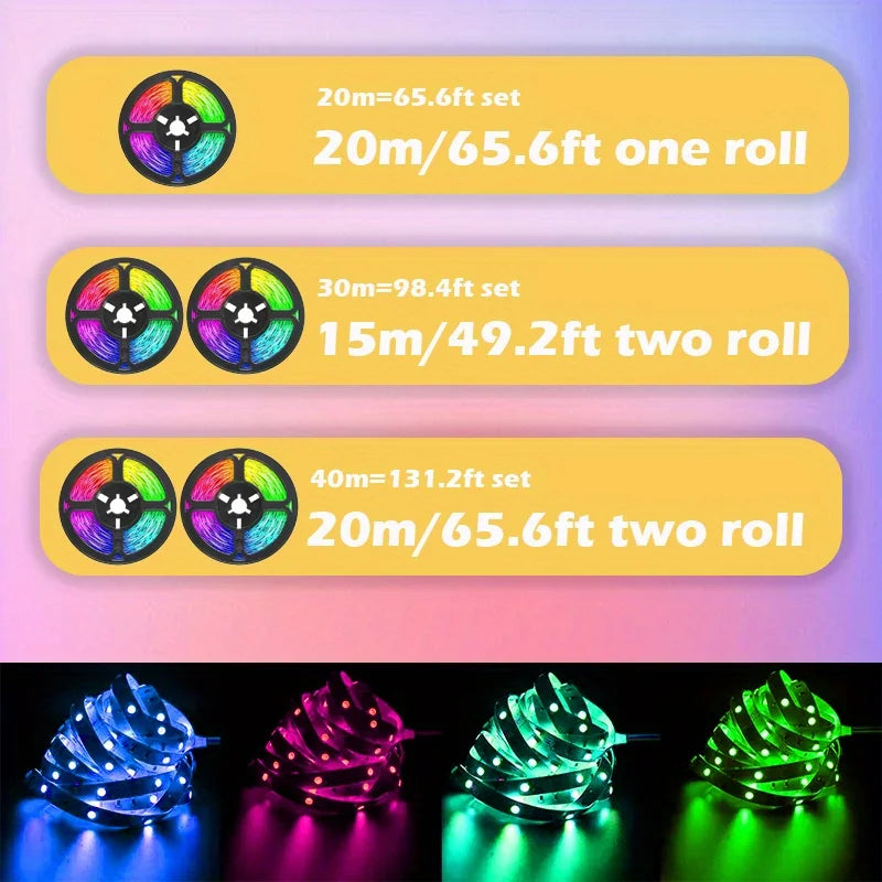 RGB Color Changing LED Strip Lights 12LEDs/M with Remote Control for Bedroom Kitchen Home Decor
