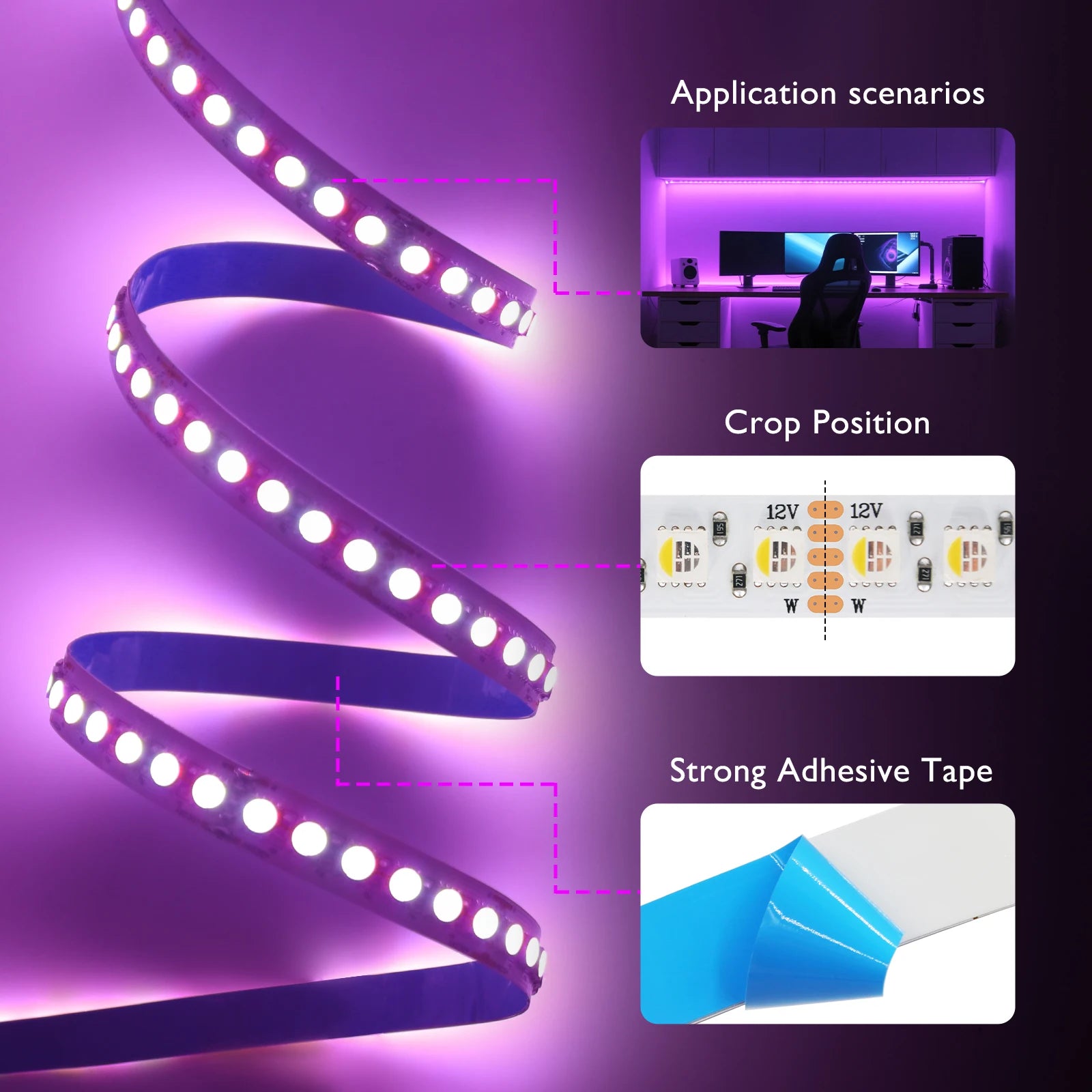 RGBW RGBWW LED Strip Light 12V 24V 4 Colors In 1 Chip SMD5050 60 108 120LEDs/M Flexible LED Tape Ribbon Rope Light 5M for Decor