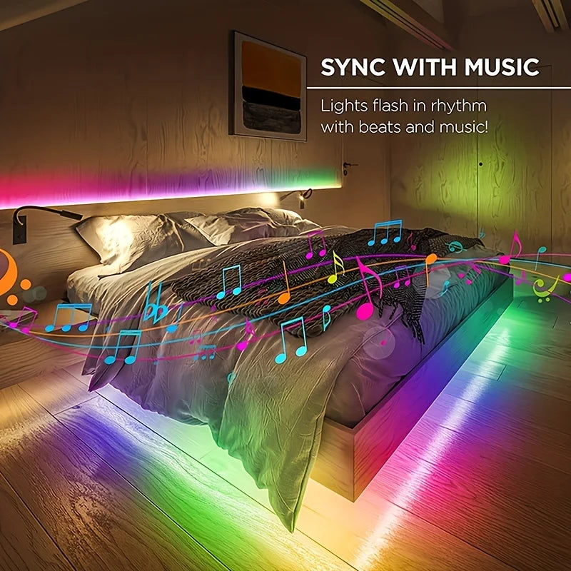 RGB Led Strip Lights 40m 30m 20m 10m 5m Music Sync Led Room Light with APP Control Flexible Ribbon for Room Bedroom Decoration