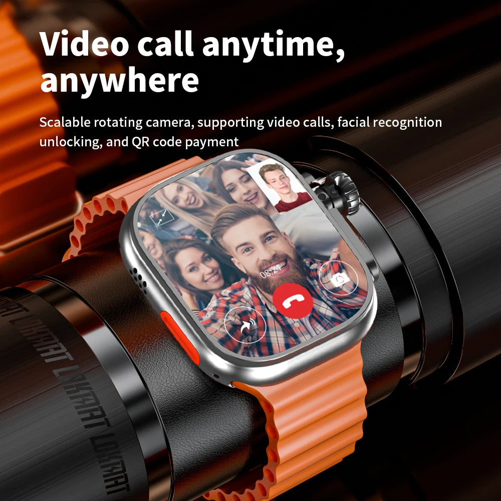 Original Ultra 4 Smart Watch 2.29inch Amoled 4G Smartwatch With 190° Rotary Camera Fingerprint Unlock Sim Card Slot GPS WIFI