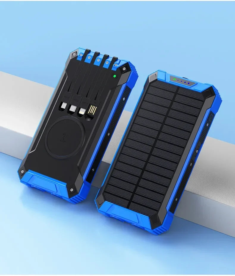 Solar Power Bank Wireless Charger 50,000mAh,Portable Solar Powered USB C Input/Output with Camping Flashlight for Cell Phone