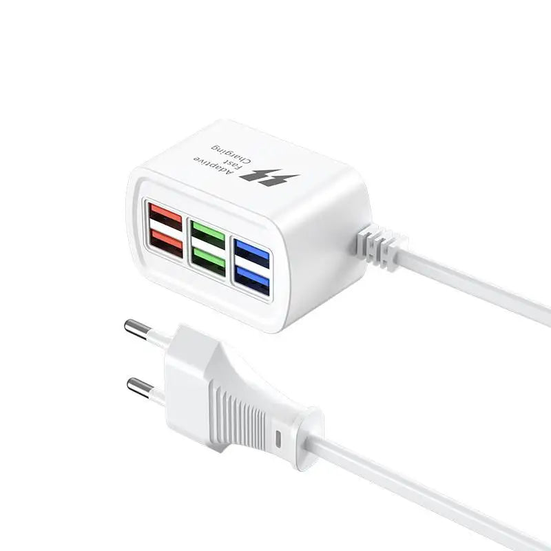 Universal 6 Port USB Charger Power Strip Mobile Phone Charger Wall Adapter Multifunction Electric Socket with 1m Extension Cable