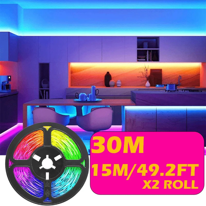 RGB Color Changing LED Strip Lights 12LEDs/M with Remote Control for Bedroom Kitchen Home Decor