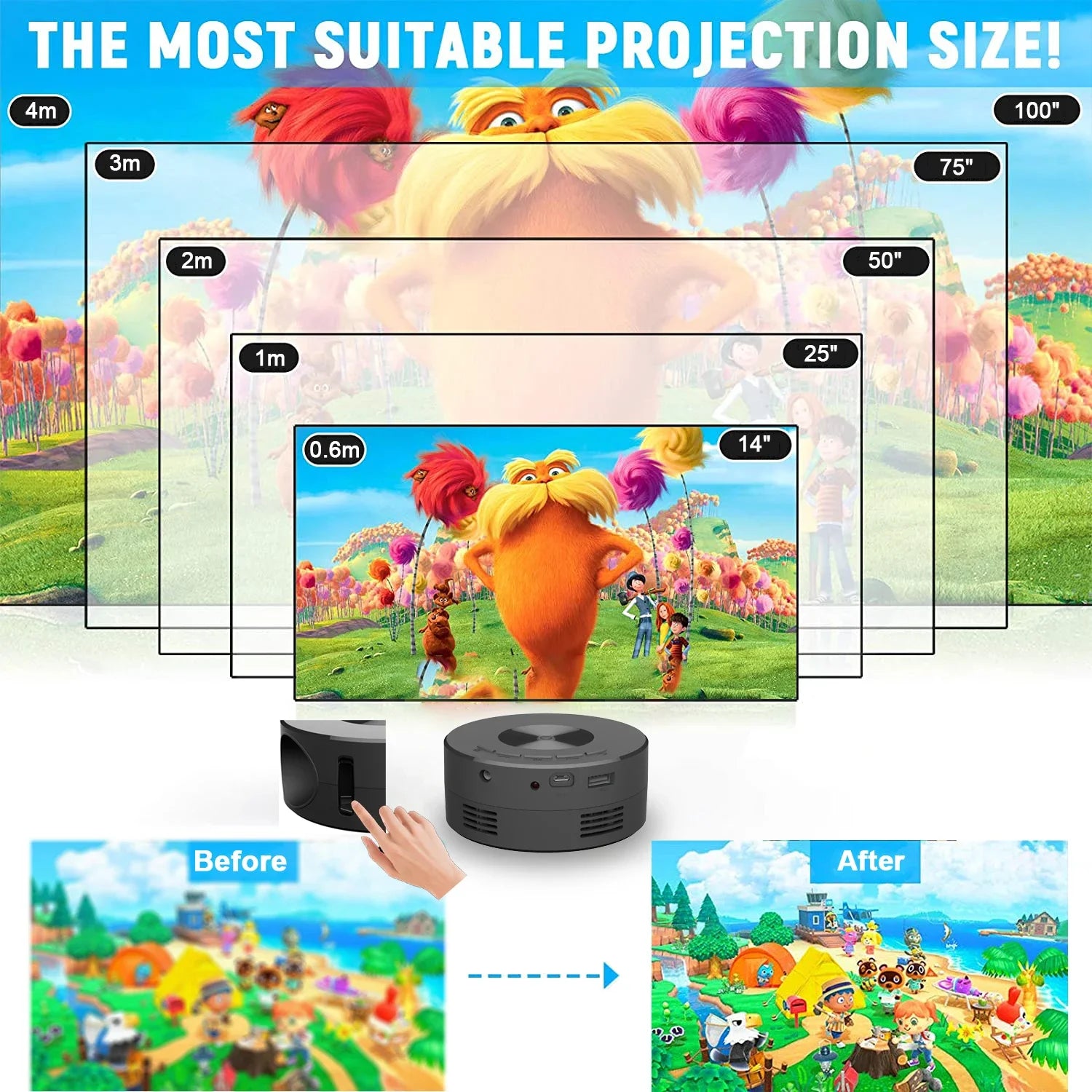 YT200 home high-definition projector miniature portable small mobile phone projector wireless LCD Mini USB Projection