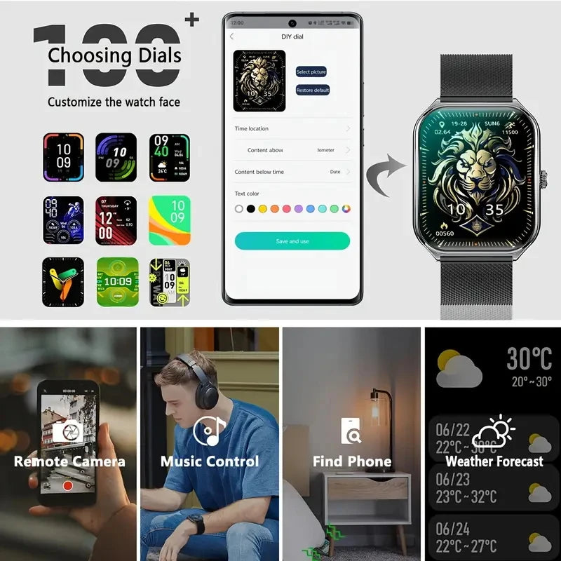 2026New Ultra Thin Smart Watch men 1.96" AMOLED 360*360 HD Pixel Display Always Show Time Call Reminder Smartwatch Ladies
