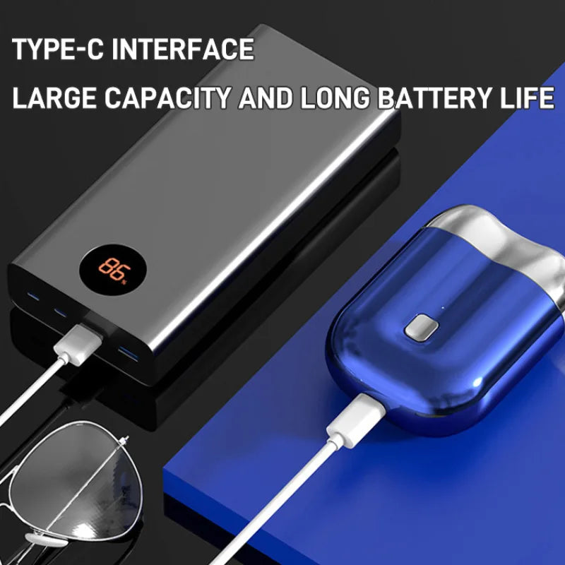 USB Rechargeable Men's Electric Shaver, Portable Waterproof, Whole Body Washable Travel Shaver for Daily & Travel