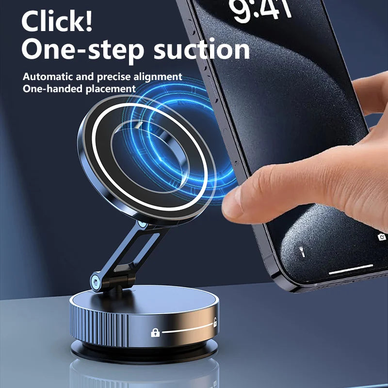 Super Strong Magnetic Phone Holder Foldable Design 360° Adjustable Vacuum Car Mount For Car Desk Bathroom Phone Holder
