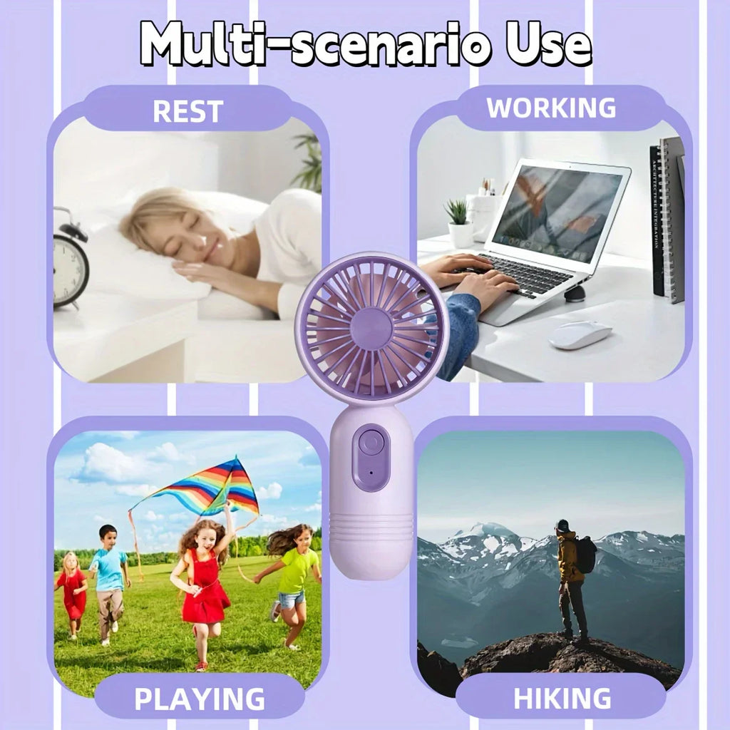 2025 USB Mini Rechargeable Portable Fan with 3 Speed, Handheld Fan for Gift Choice, Perfect For Office, Outdoor, Travel, Camping