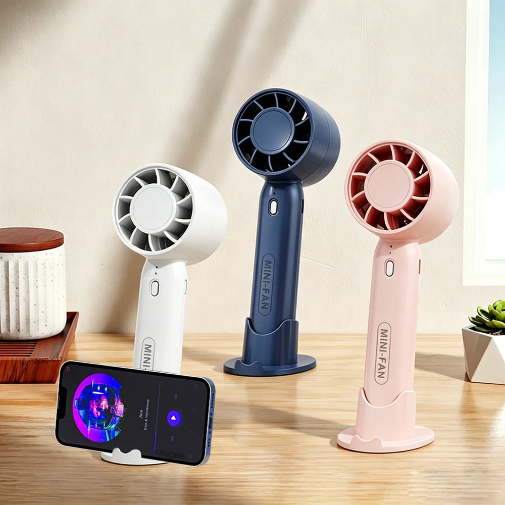 Mini Portable Fan Rechargeable 3 Speed for Outdoor Travel Handheld Small Pocket Fan Mini Portable Desktop Fan with Phone Stand