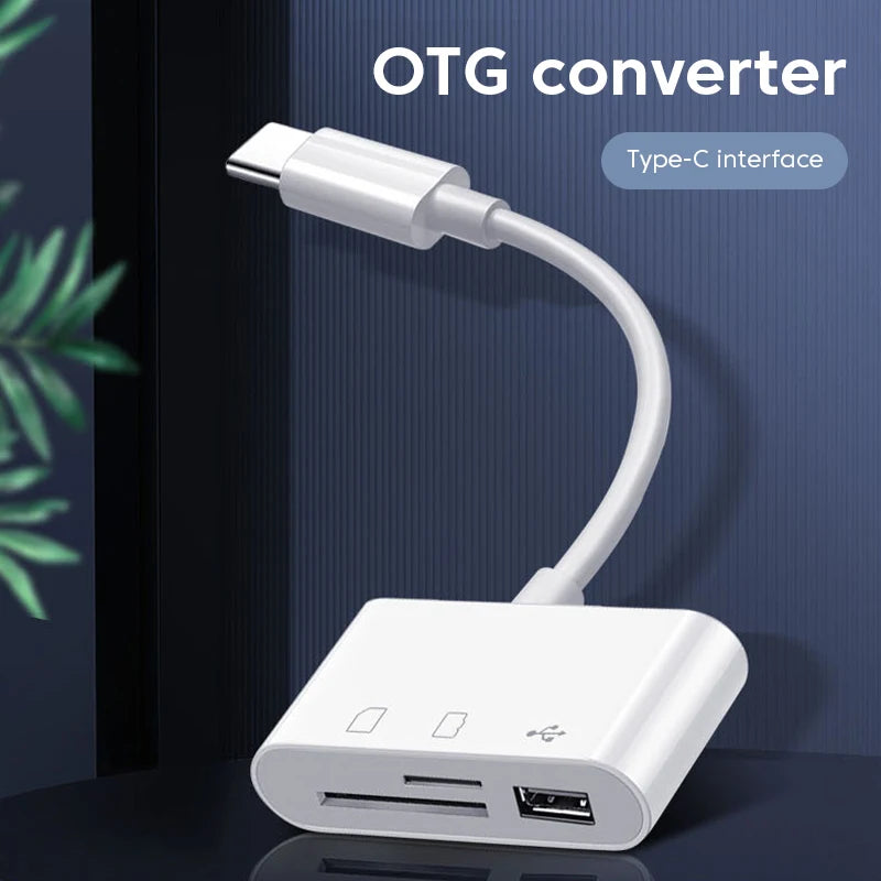OTG Adapter Type C Plug TF/SD Card Reader For Xiaomi Oneplus iPhone OPPO POCO Cell phone Accessories 3 in 1 USB C to A Connector
