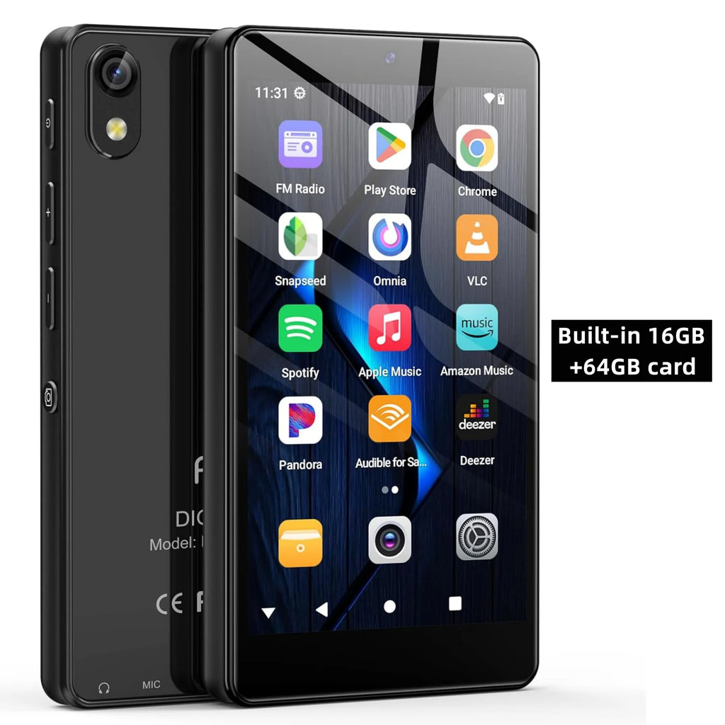Android 13 32GB/96GB MP3 player with Bluetooth 5.0 and WiFi, Spotify, camera and speakers