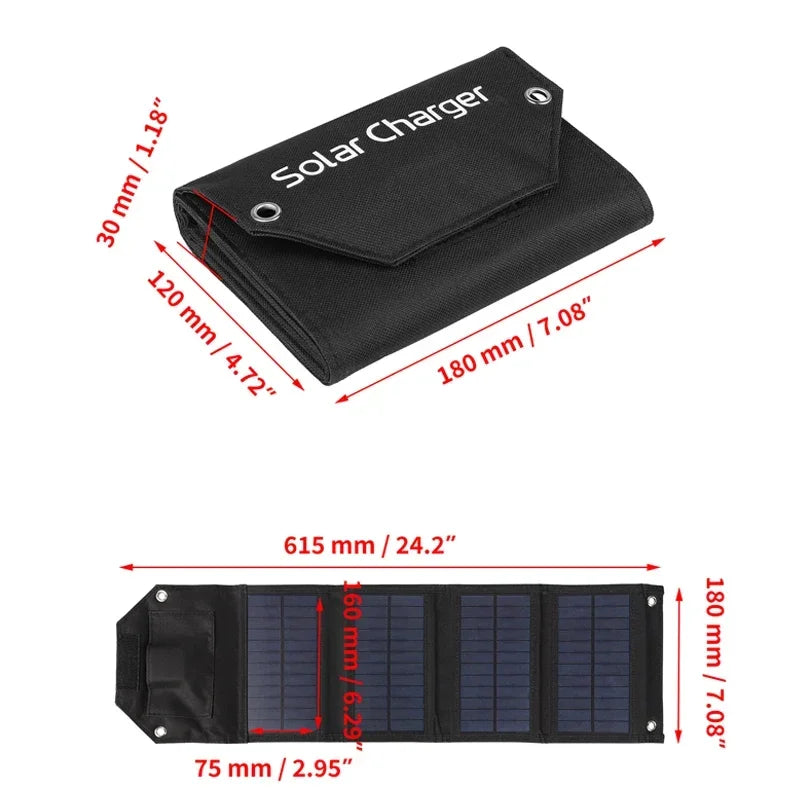 Portable 100W Foldable Solar Panel 5V USB Portable Folding Bag for Cell Phone Outdoor Waterproof Power Bank for Camping Hiking
