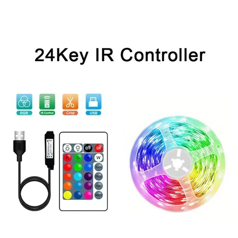 USB LED Strip Lights RGB 5050 1-40m Color Changing Bluetooth App Control Led lamp Diode Tape Ribbon For Room Decor TV BackLight