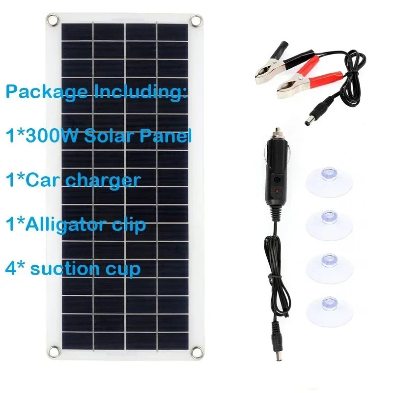 300W Flexible Solar Panel 12V Battery Charger Dual USB With 10A-60A Controller Solar Cells Power Bank for Phone Car Yacht RV