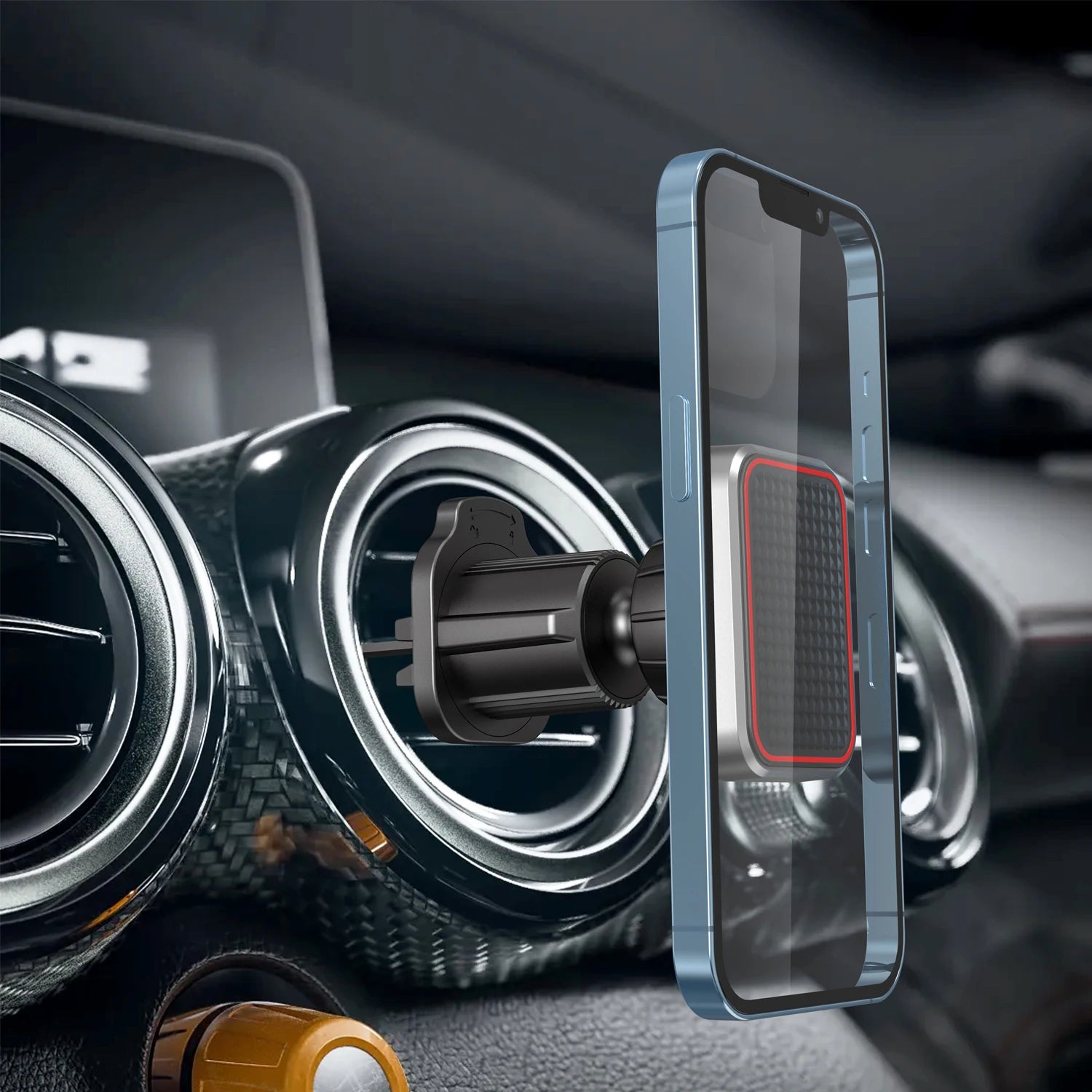 Magnetic Car Phone Holder Vent 2025 Upgrade 6X Strong Magnets, Universal Mobile Phone Mount Hook, 360 Rotating Air Vent Cradle