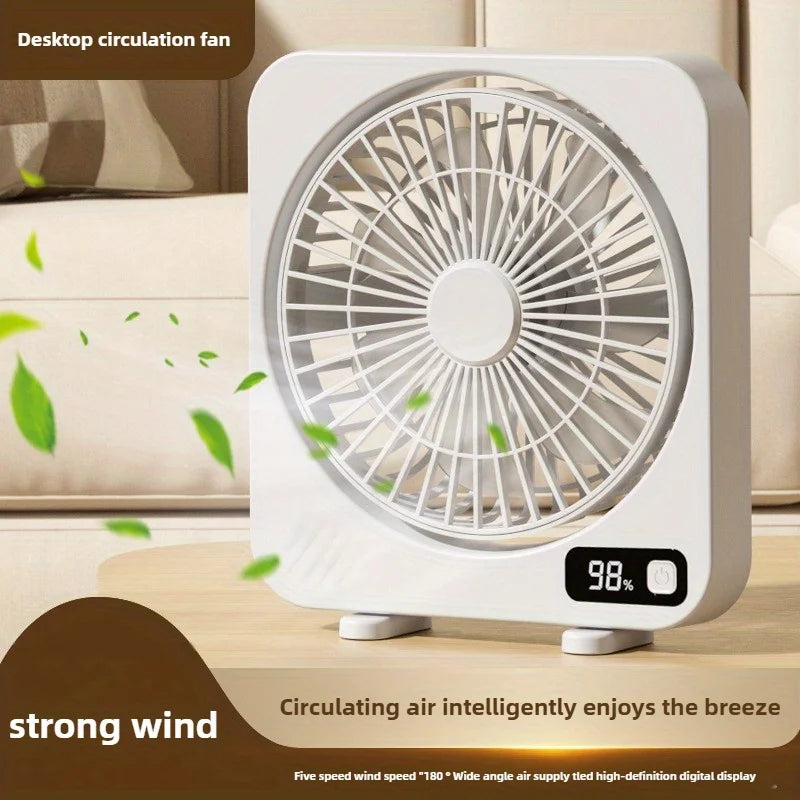 Rechargeable Mini Desktop Fan 1200mAh 5 Gears Portable Cooling Fan Powerful Wind Quiet Operation 360 ° Rotation USB Charging
