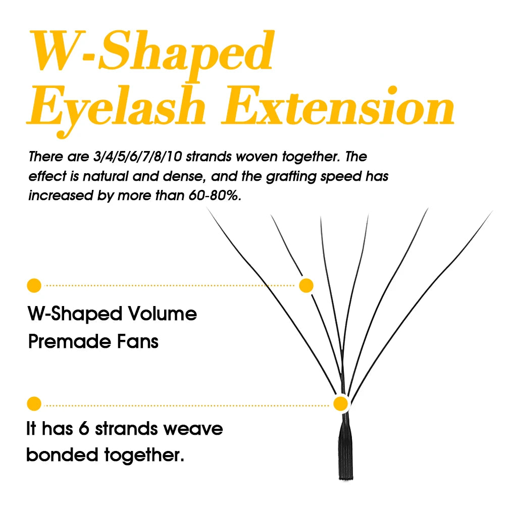 MASSCAKU 3D 4D 5D 6D 7D 8D 10D W Shaped Eyelash Natural Soft Lightweight Individual W Style Premade Fans Eyelashes Extensions