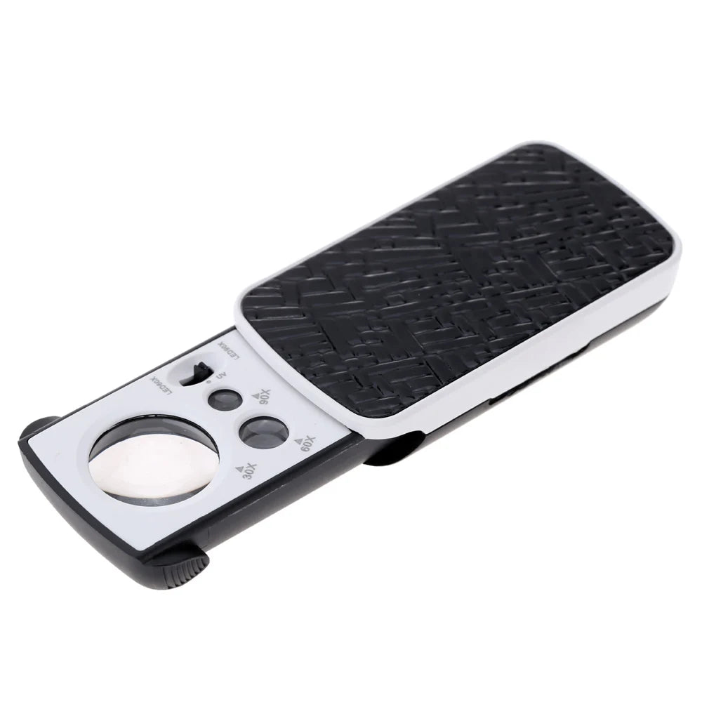 F92B Mini Multifunction 30X 60X 90X Pocket Magnifier with LED UV Light Portable