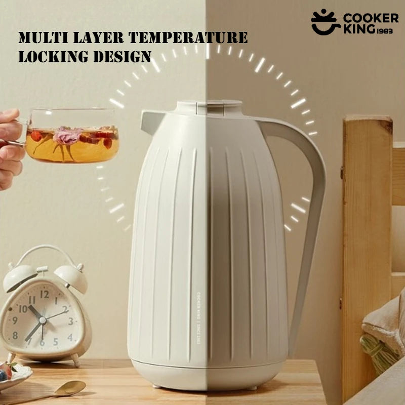 COOKER KING 1.5L Insulated Teapot Red Gallbladder Glass Water Kettle Keep Hot＆Cold Insulation Pot Large Capacity Brew Tea Kettle