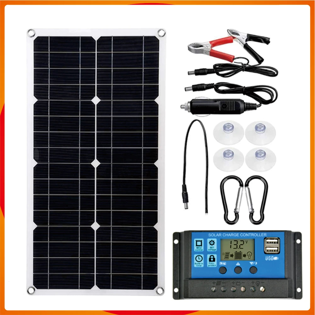 800W Portable Solar Panel Power Bank 12V Solar Panel Kit  Controller Solar Plate For Home/Camping/RV/Car Fast Battery Charger
