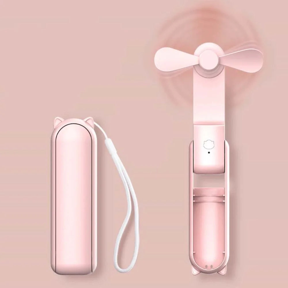 USB Rechargeable Portable Mini Handheld Fan 3 Speed Adjustable Small Pocket Fan Cute 2000mAh Strong Wind Electric Fan Travel