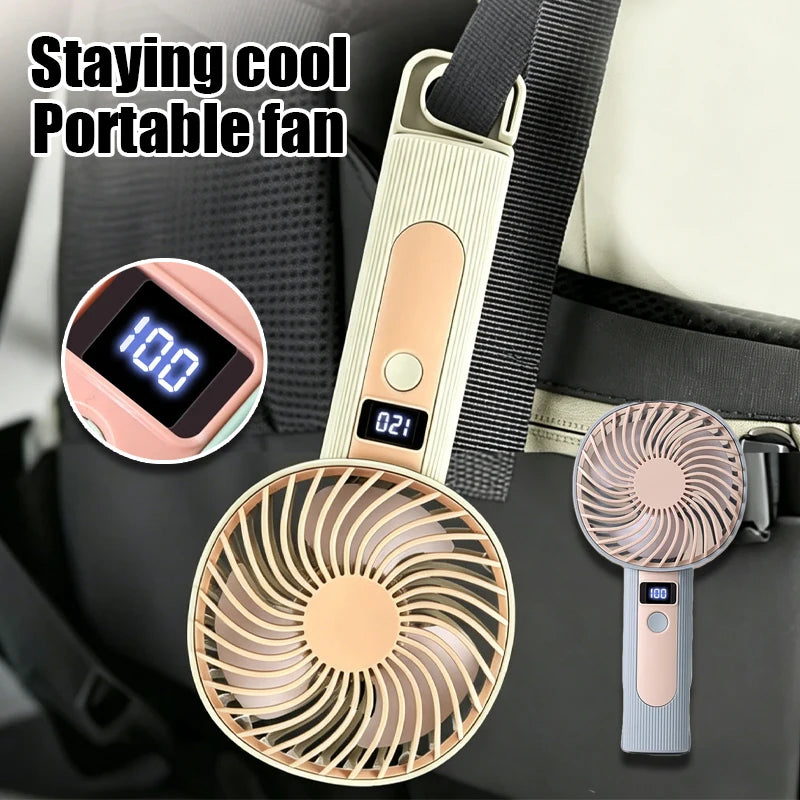 Mini Handheld Fan with Digital Display USB Rechargeable 120 Speed Levels Portable 2 in 1 Desk Fan Personal Cooler