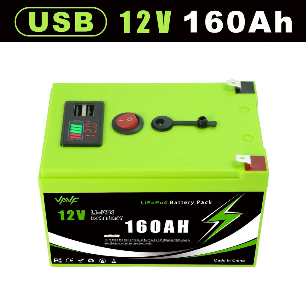 12V 200AH ️Solar Battery☃️ Lithium Deep Cycle Battery🌊Integrated BMS-Perfect for Solar Systems, Campers, Boats&Cabin Power
